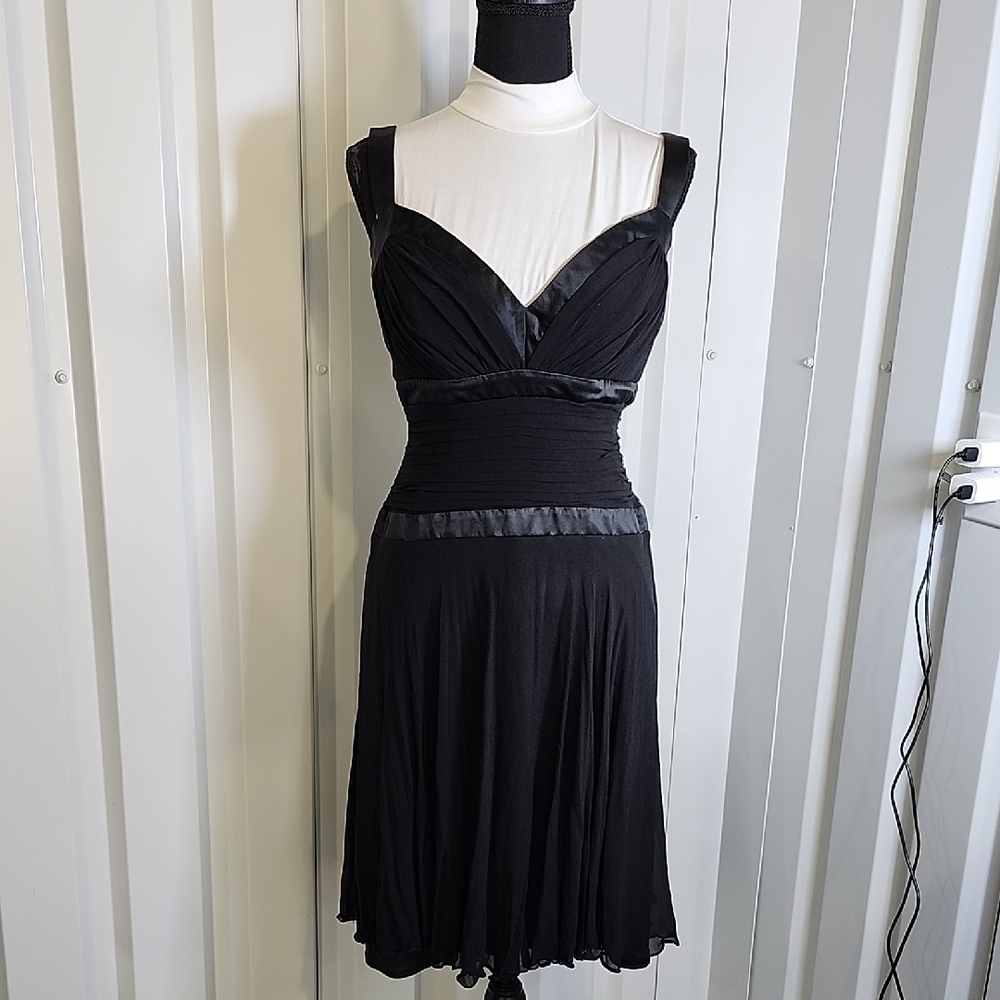 Tadashi Shoji Women's Vintage Black Silk Cocktail Dress Size 8